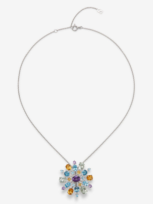 Broche de plata 925 con amatistas, topacios y cuarzos citrinos