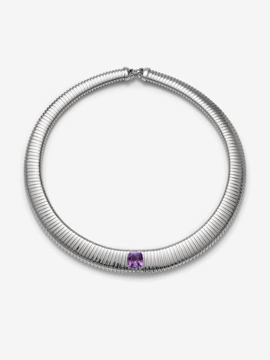 Collar tubogas de plata 925 con amatista morada