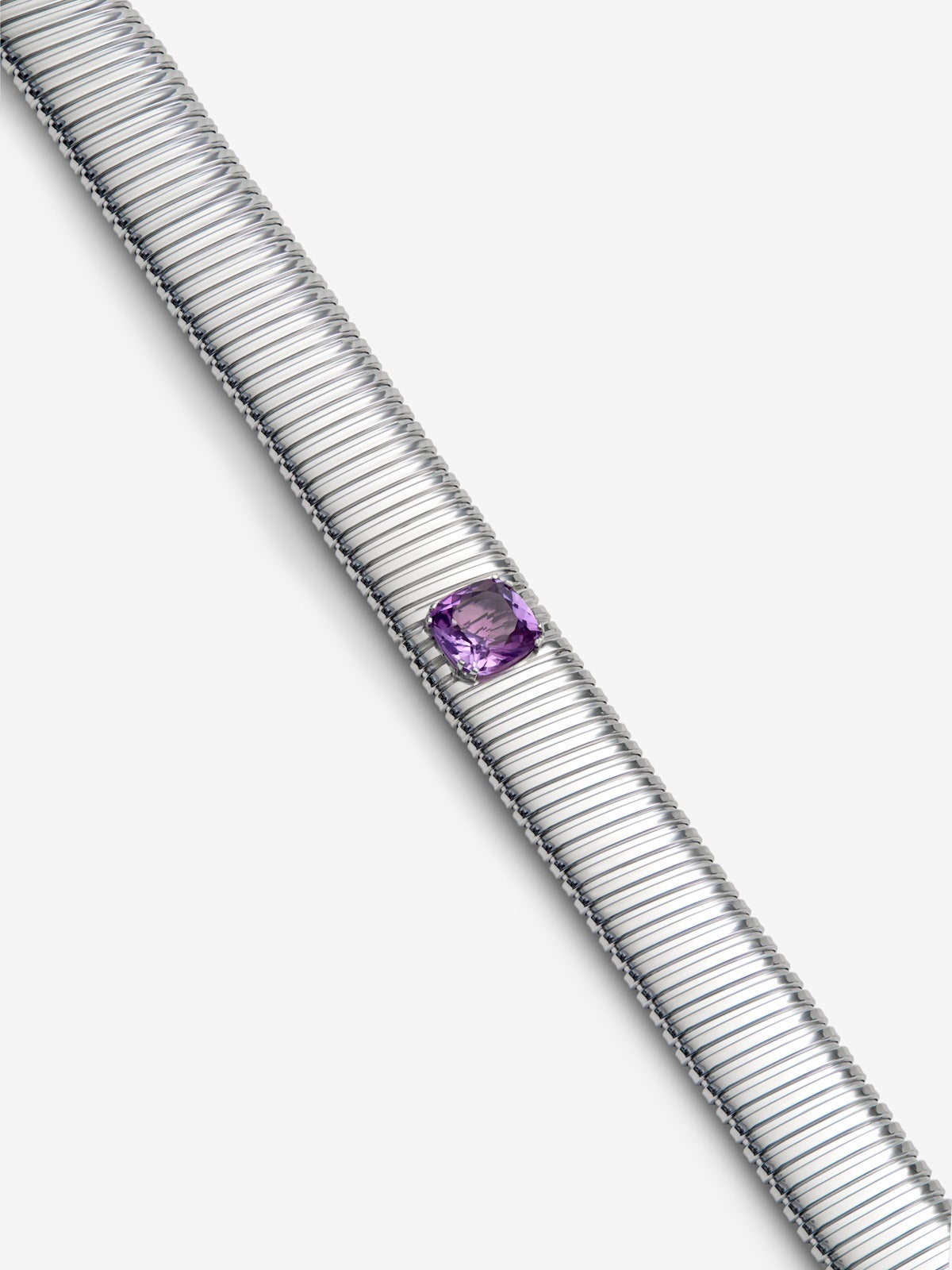 Collar tubogas de plata 925 con amatista morada