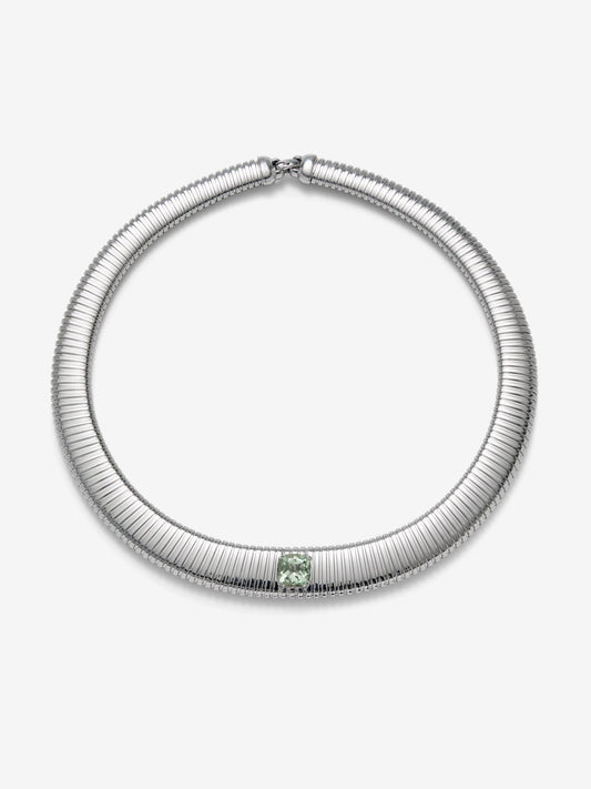 Collar tubogas de plata 925 con amatista verde