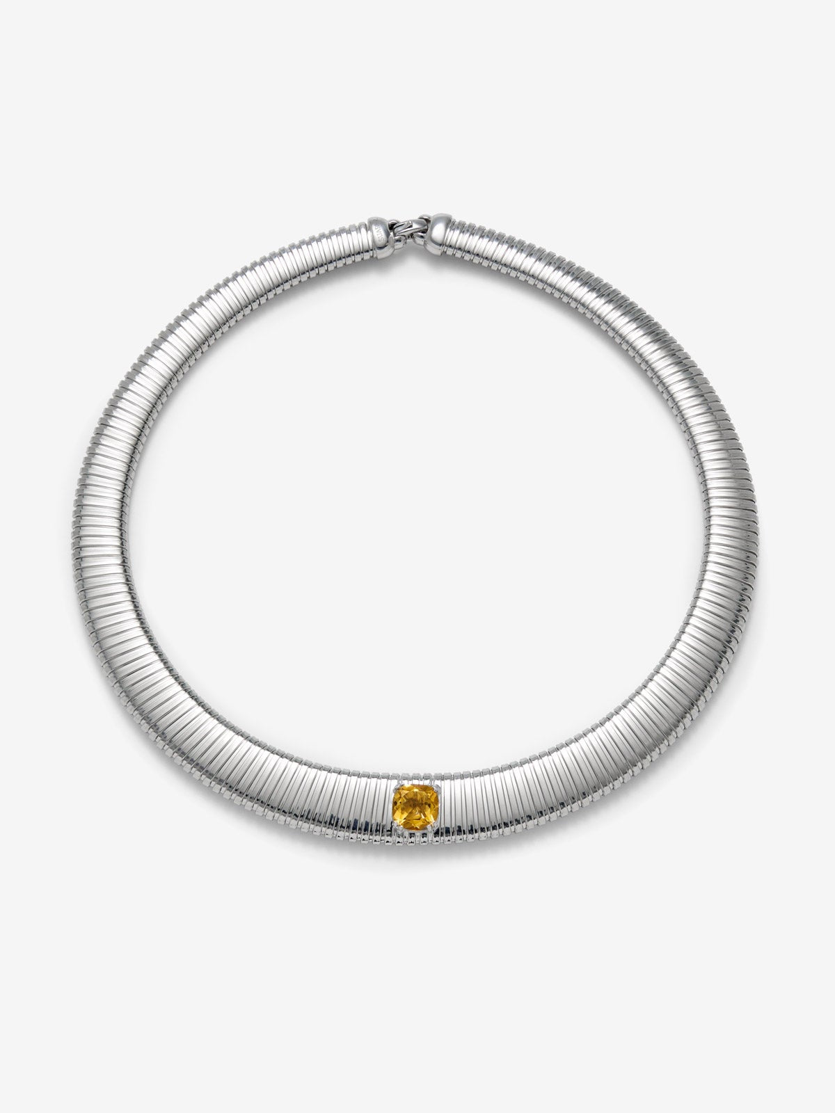 Collar tubogas de plata 925 con cuarzo citrino amarillo