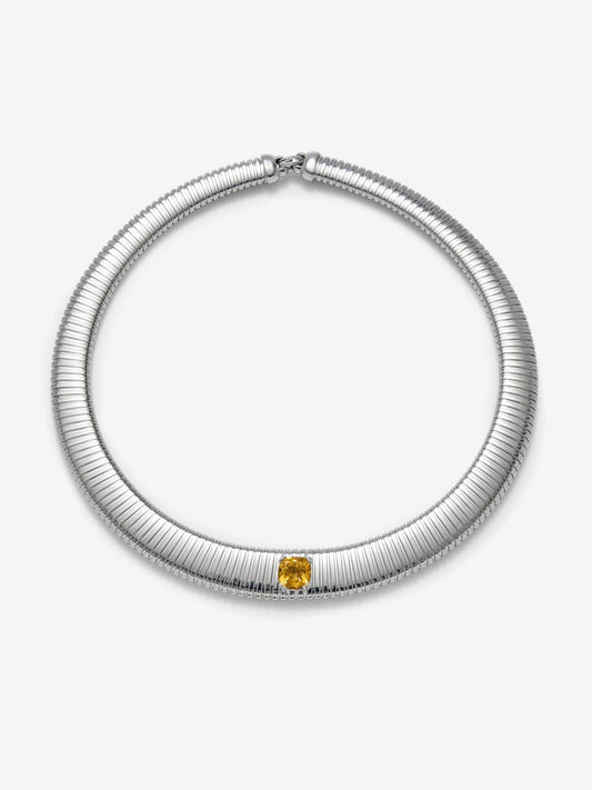 Collar tubogas de plata 925 con cuarzo citrino amarillo