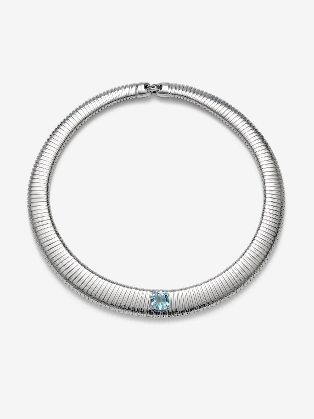 Collar tubogas de plata 925 con topacio azul Sky