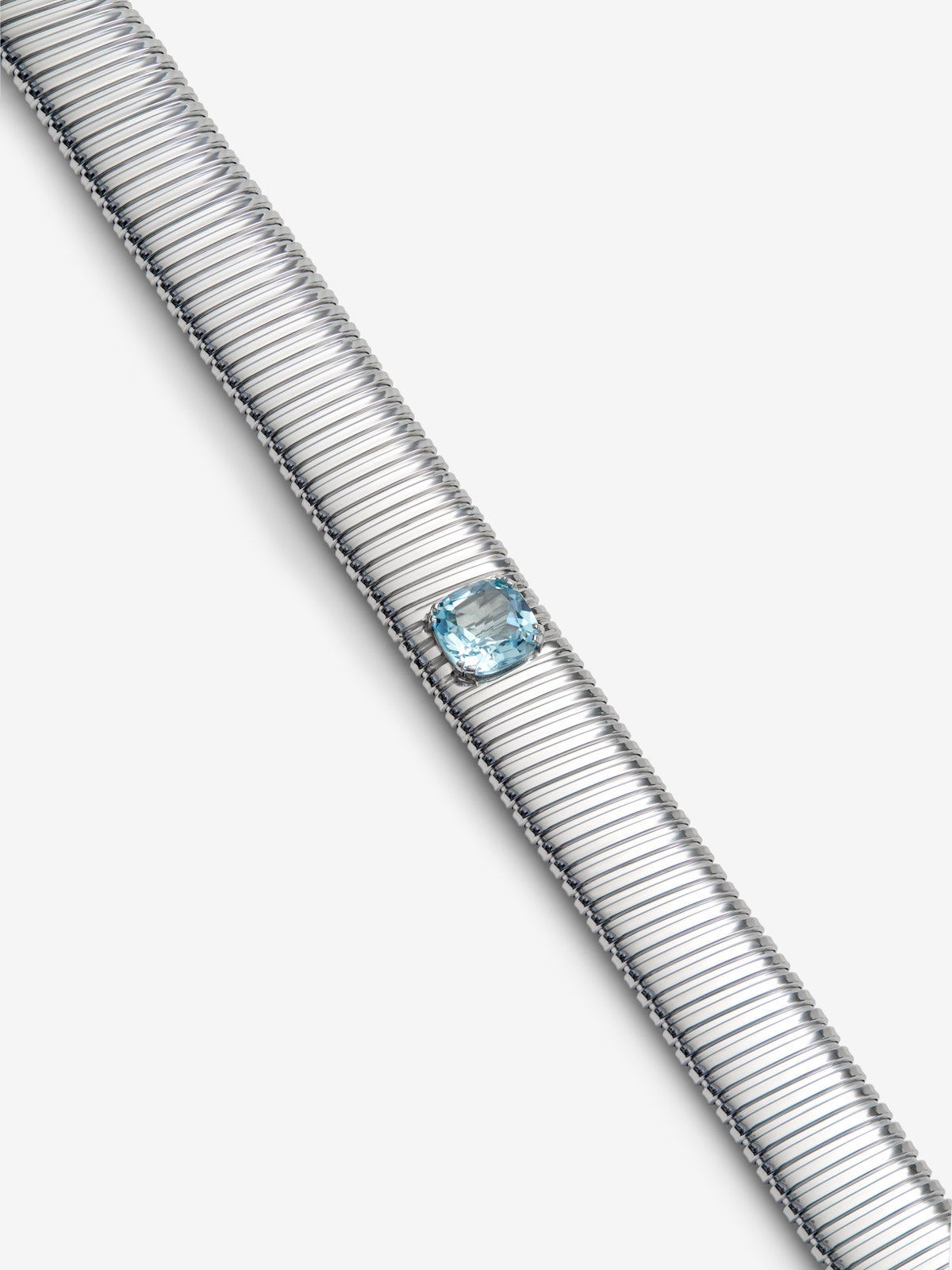 Collar tubogas de plata 925 con topacio azul Sky