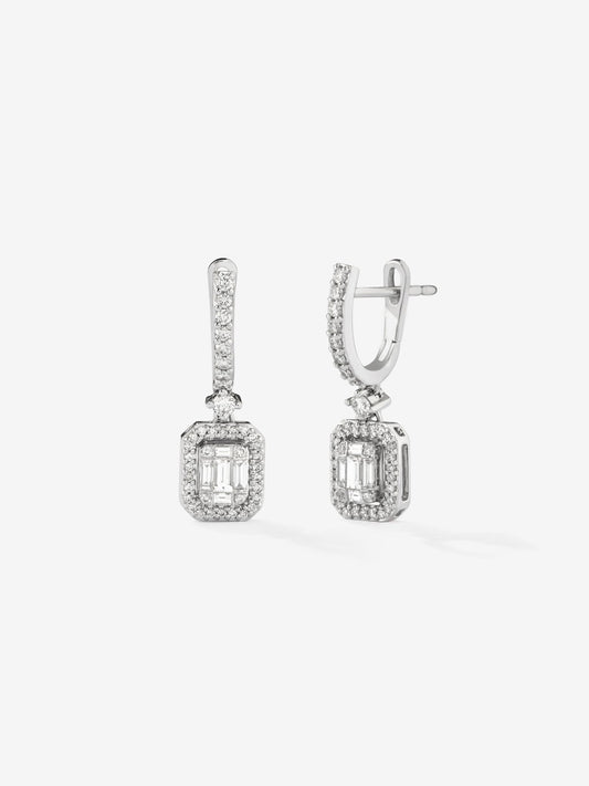 Pendientes de oro blanco de 18K con diamante solitario
