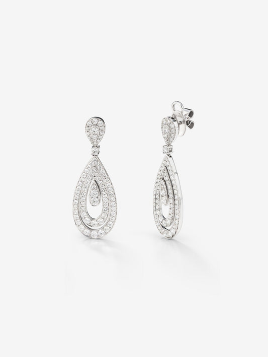 Pendientes de oro blanco de 18K con diamantes blancos en talla brillante de 2,5 cts