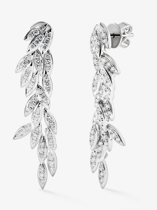 Pendientes de oro blanco de 18K con diamantes blancos en talla brillante de 1,16 cts