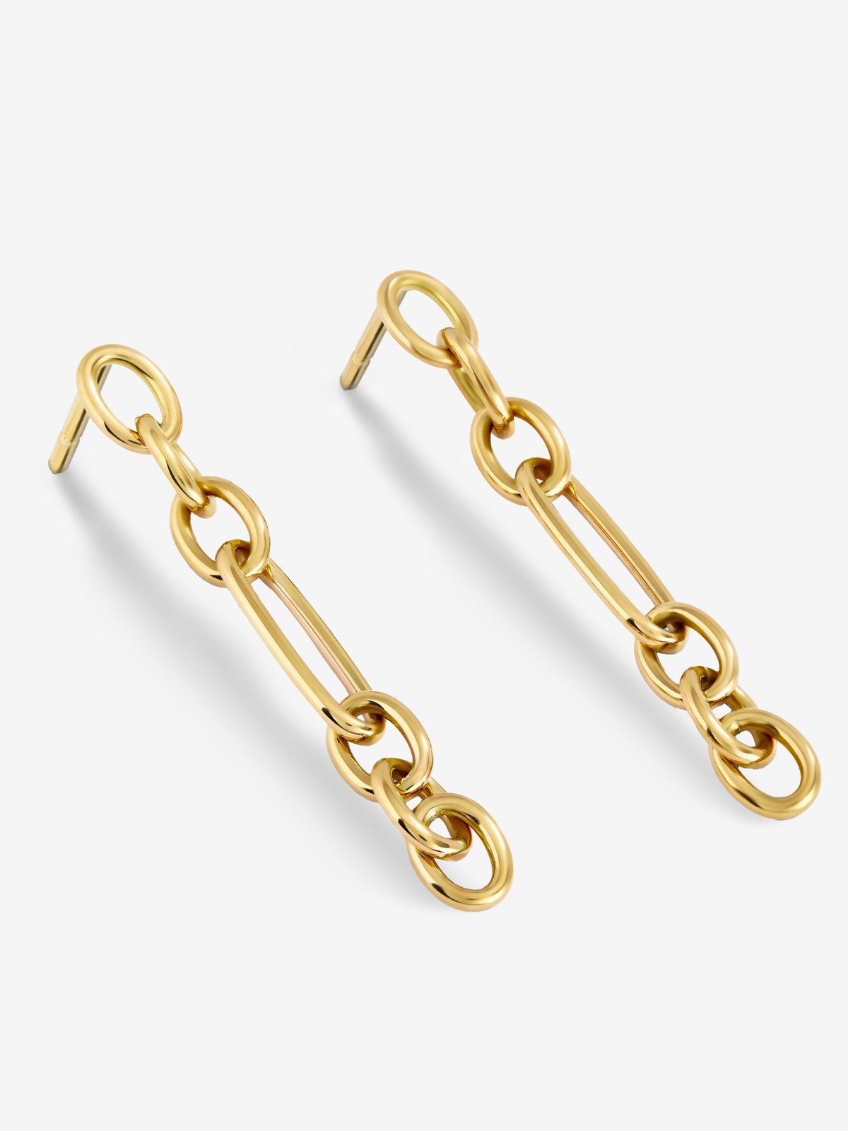 Pendientes largos de eslabones forza de oro amarillo de 18K