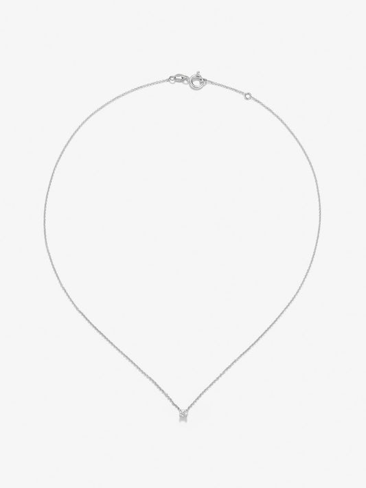 Colgante solitario de oro blanco de 18K con diamante en talla brillante de 0,1 cts