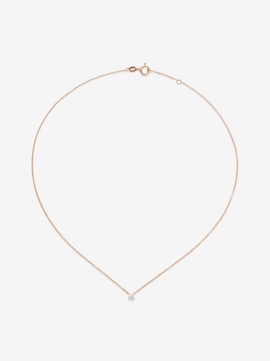 Colgante de oro rosa de 18K con diamante en talla brillante de 0,2 cts