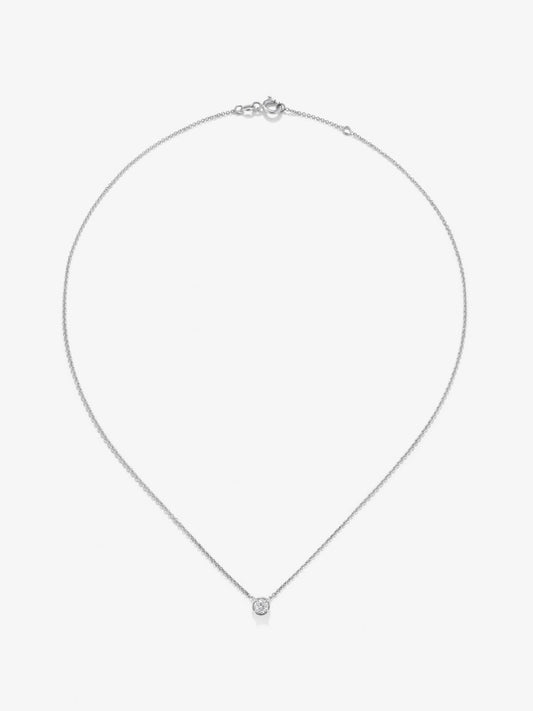 Colgante cadena de oro blanco de 18K con diamante solitario