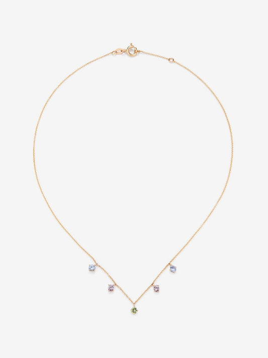 Colgante cadena de oro rosa de 18K y zafiro multicolor
