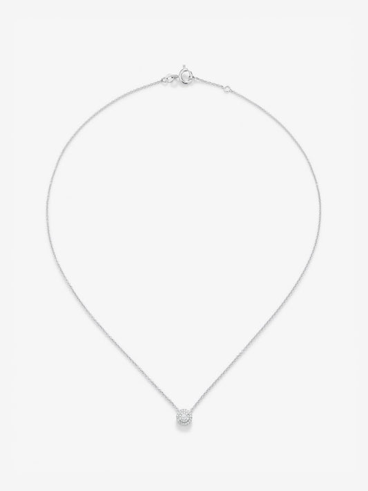 Colgante de oro blanco de 18K con perla akoya de 8,5mm y diamantes en talla brillante de 0,1 cts