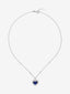 Colgante de oro blanco de 18K con zafiro azul royal en talla corazón de 1,51 cts y 59 diamantes en talla brillante con un total de 0,3 cts
