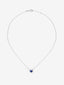 Colgante de oro blanco de 18K con zafiro azul en talla corazón de 0,97 cts y diamantes en talla brillante con un total de 0,22 cts