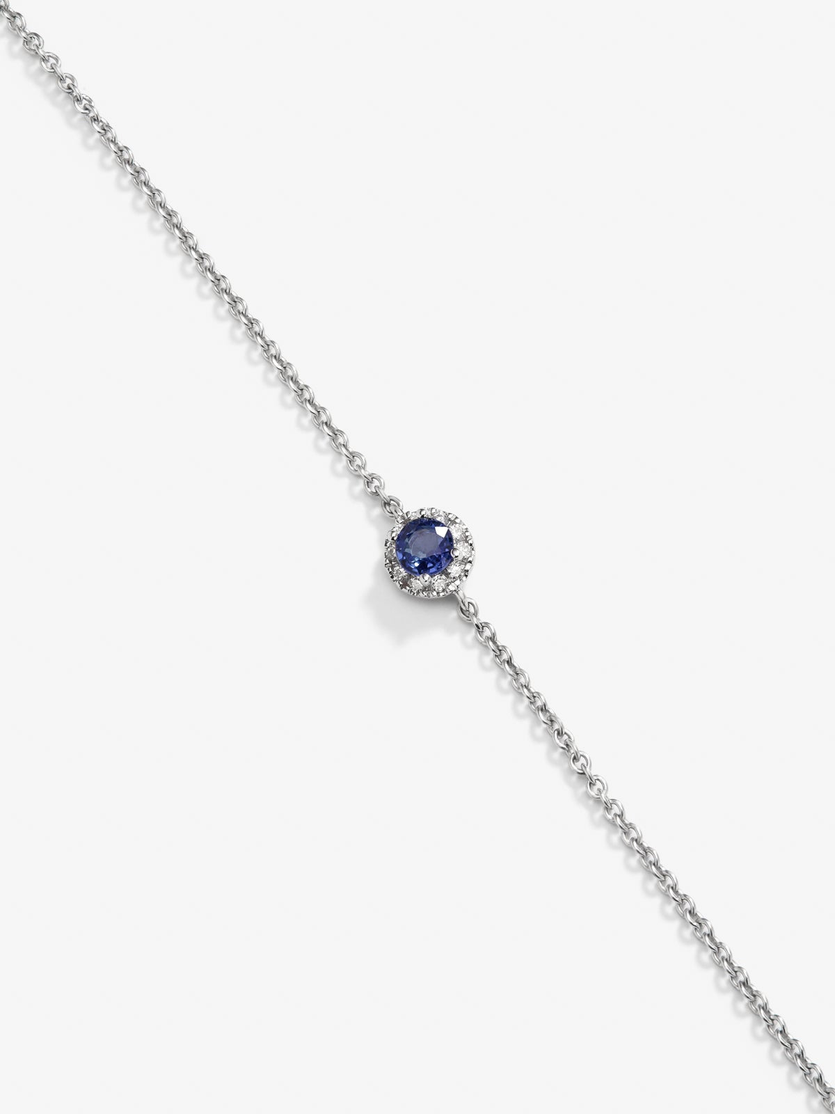 Pulsera orla de oro blanco de 18K con zafiro y diamante