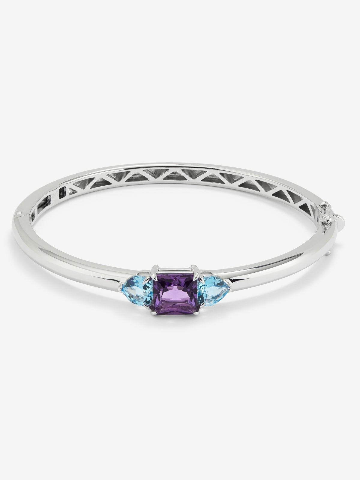 Pulsera rígida de plata 925 con amatista y topacios