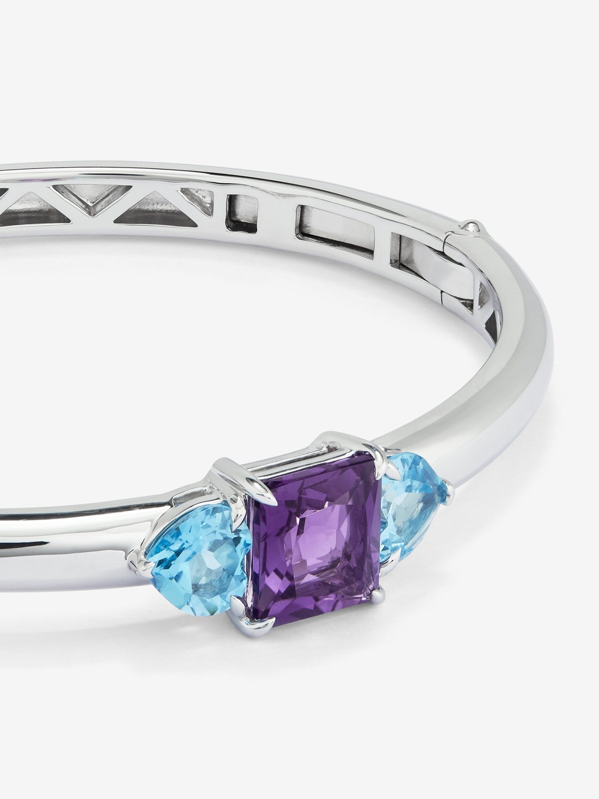 Pulsera rígida de plata 925 con amatista y topacios