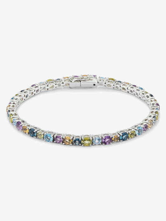 Pulsera riviere de plata 925 con gemas multicolor