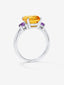 Anillo de plata con citrino central y amatistas moradas