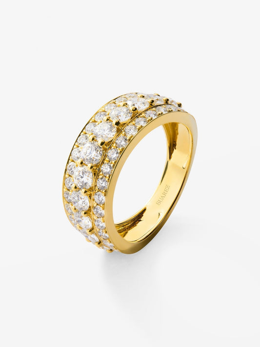 Anillo de oro amarillo de 18K con 22 diamantes en talla brillante con un total de 2,08 cts