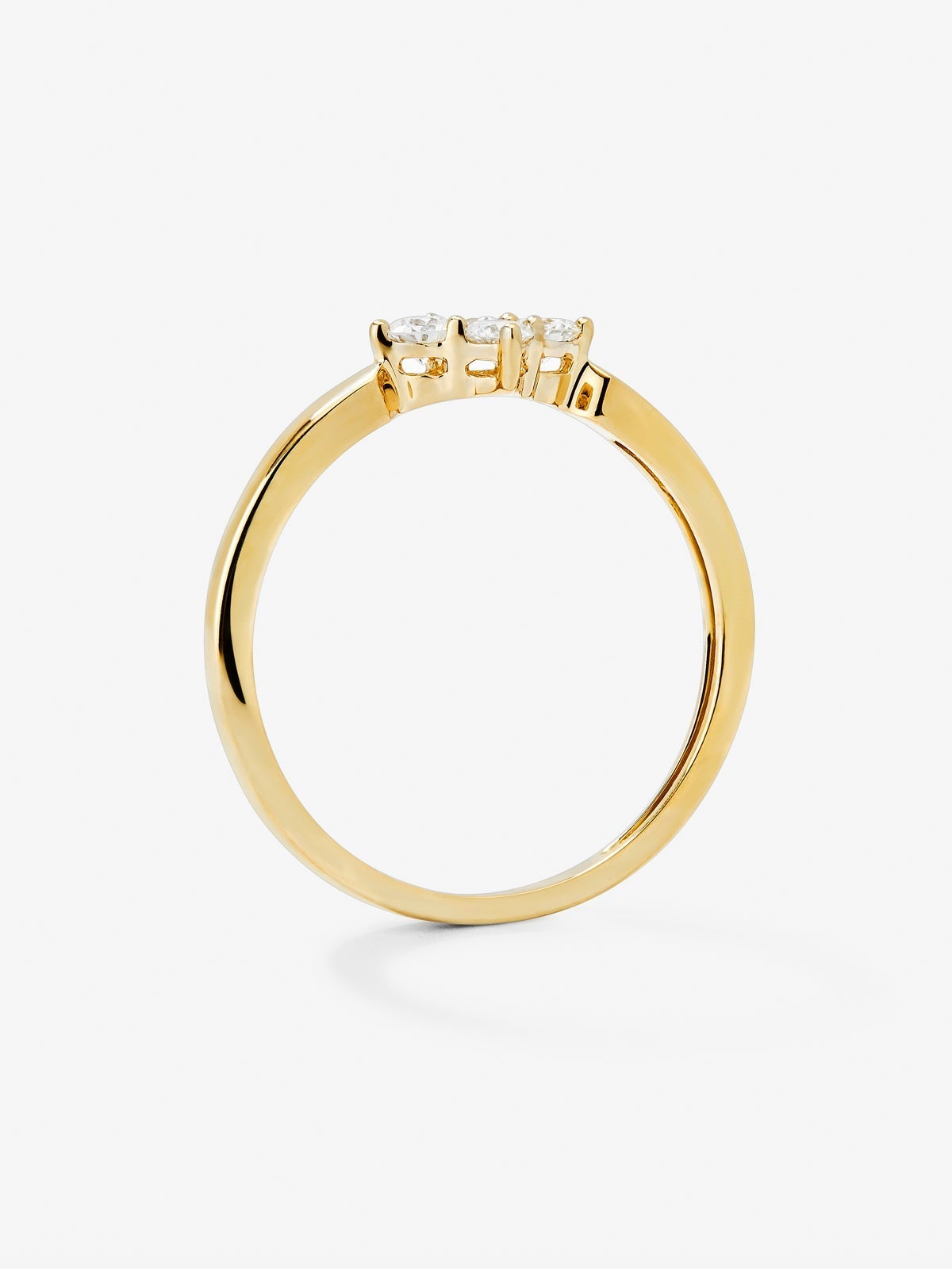 Anillo de oro amarillo de 18K con 4 diamantes en talla brillante con un total de 0,25 cts