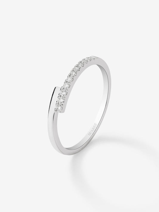 Anillo tú y yo de oro blanco de 18K con 11 diamantes en talla brillante con un total de 0,1 cts