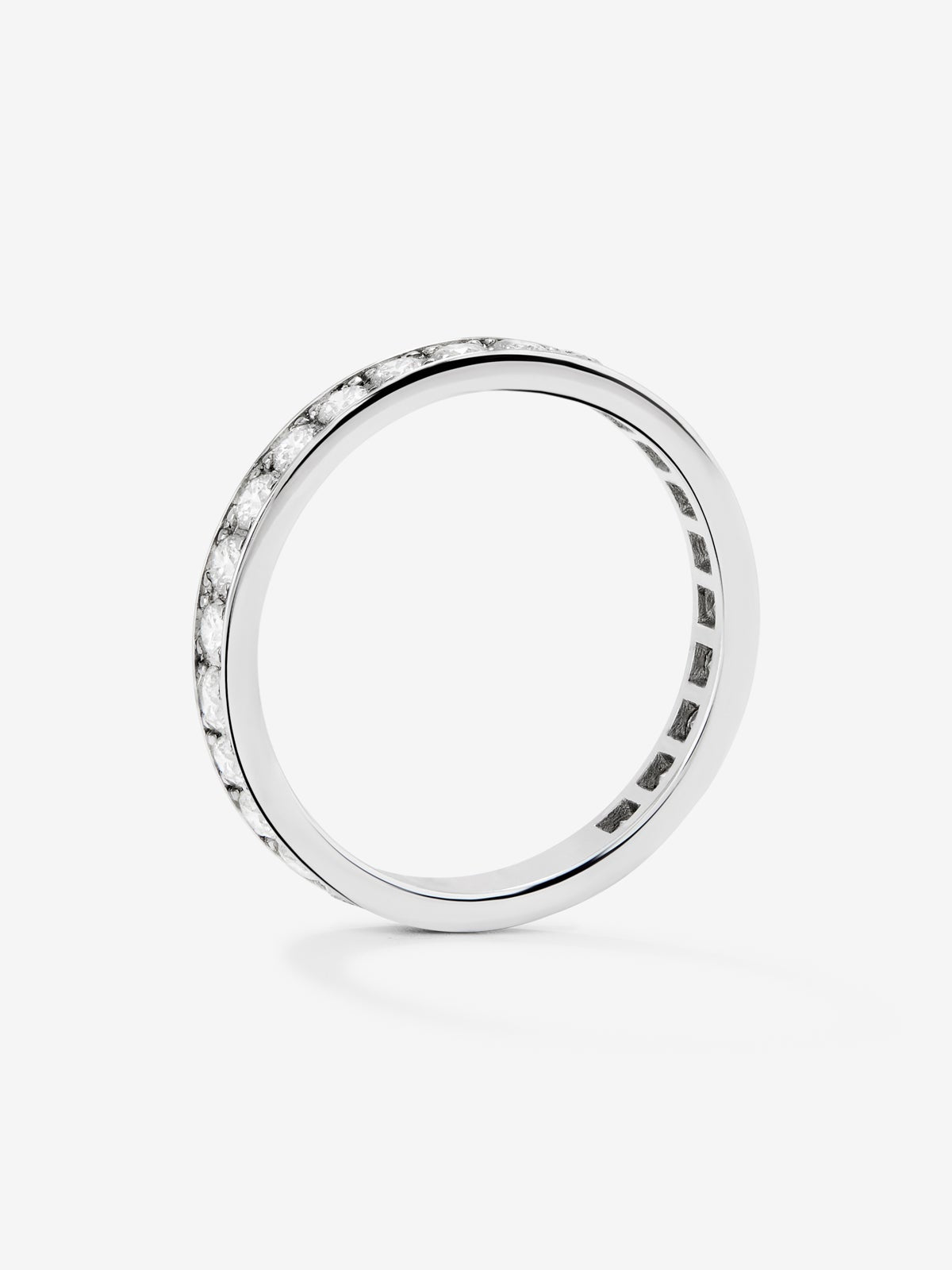 Anillo alianza de compromiso de oro blanco de 18K con diamantes