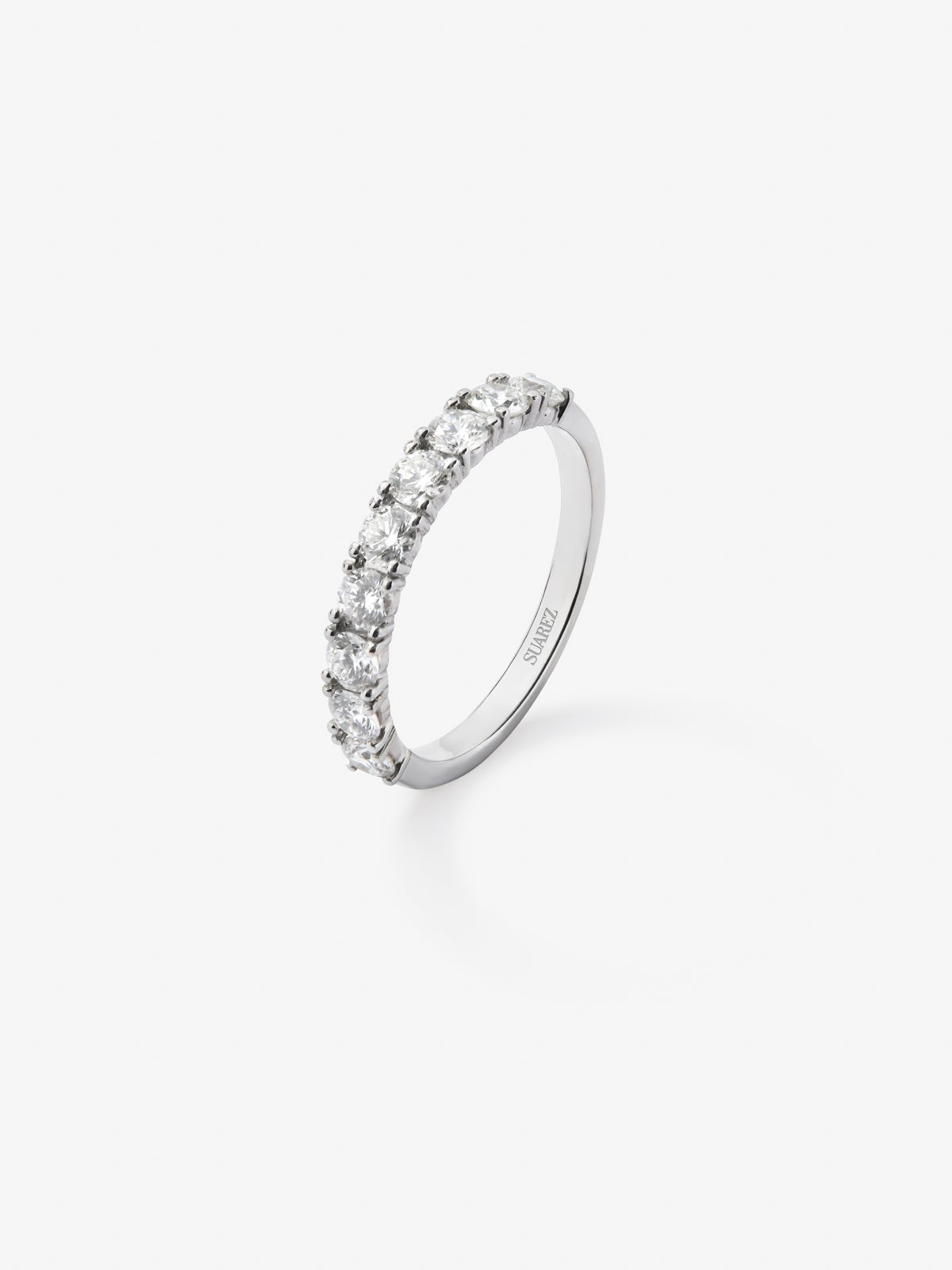 Anillo de compromiso de oro blanco de 18K con diamantes en talla brillante de 1,2 cts