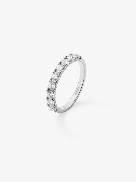 Anillo de compromiso de oro blanco de 18K con diamantes en talla brillante de 1,2 cts