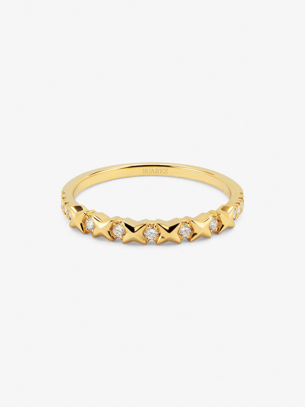 Anillo de oro amarillo de 18K con 13 diamantes en talla brillante con un total de 0,16 cts
