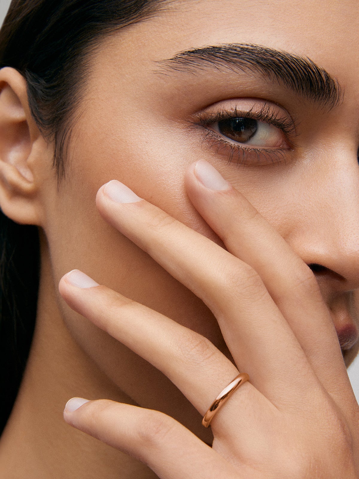 Alianza de boda de oro rosa de 18K