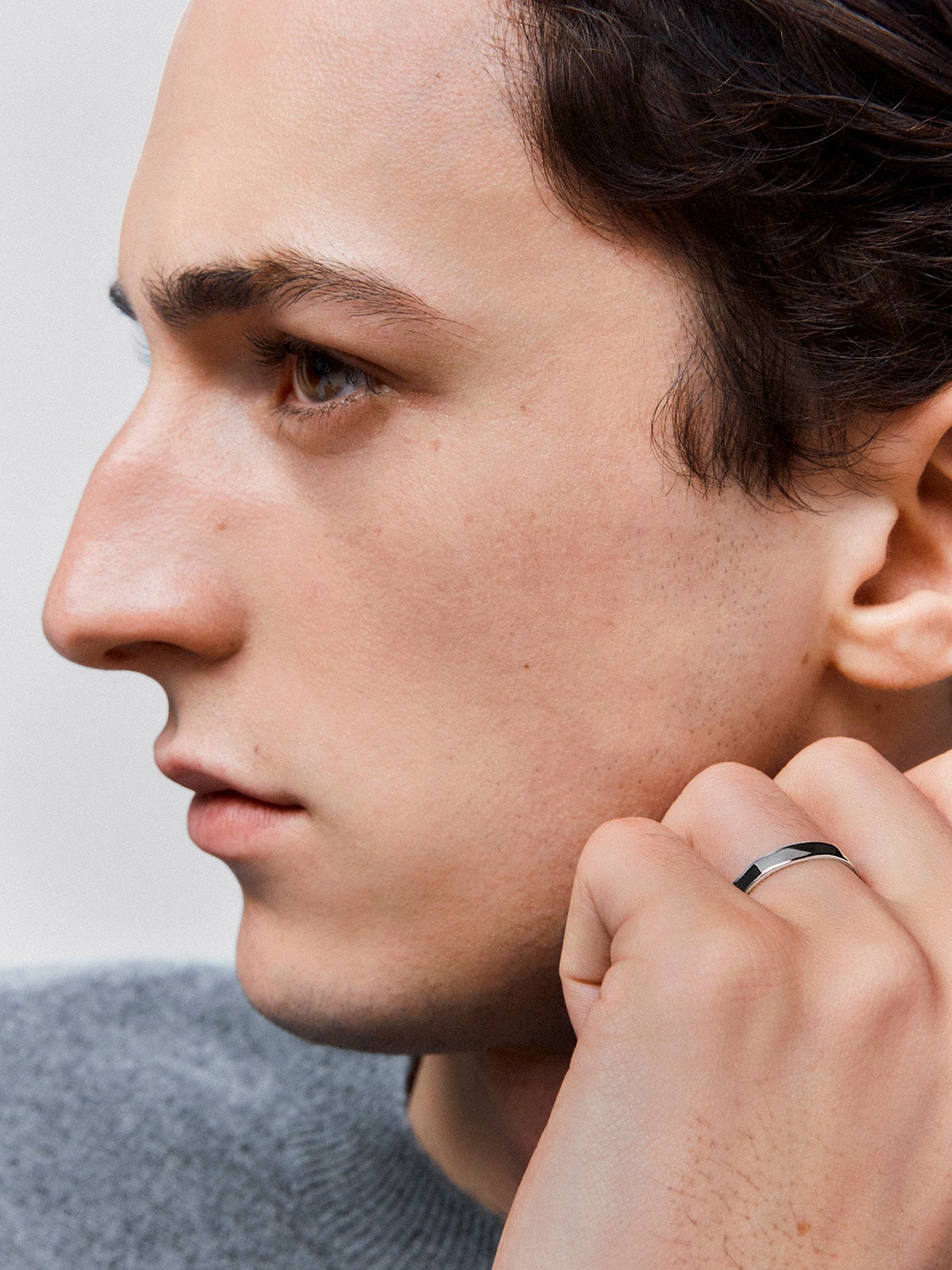 Alianza de boda de oro blanco de 18K