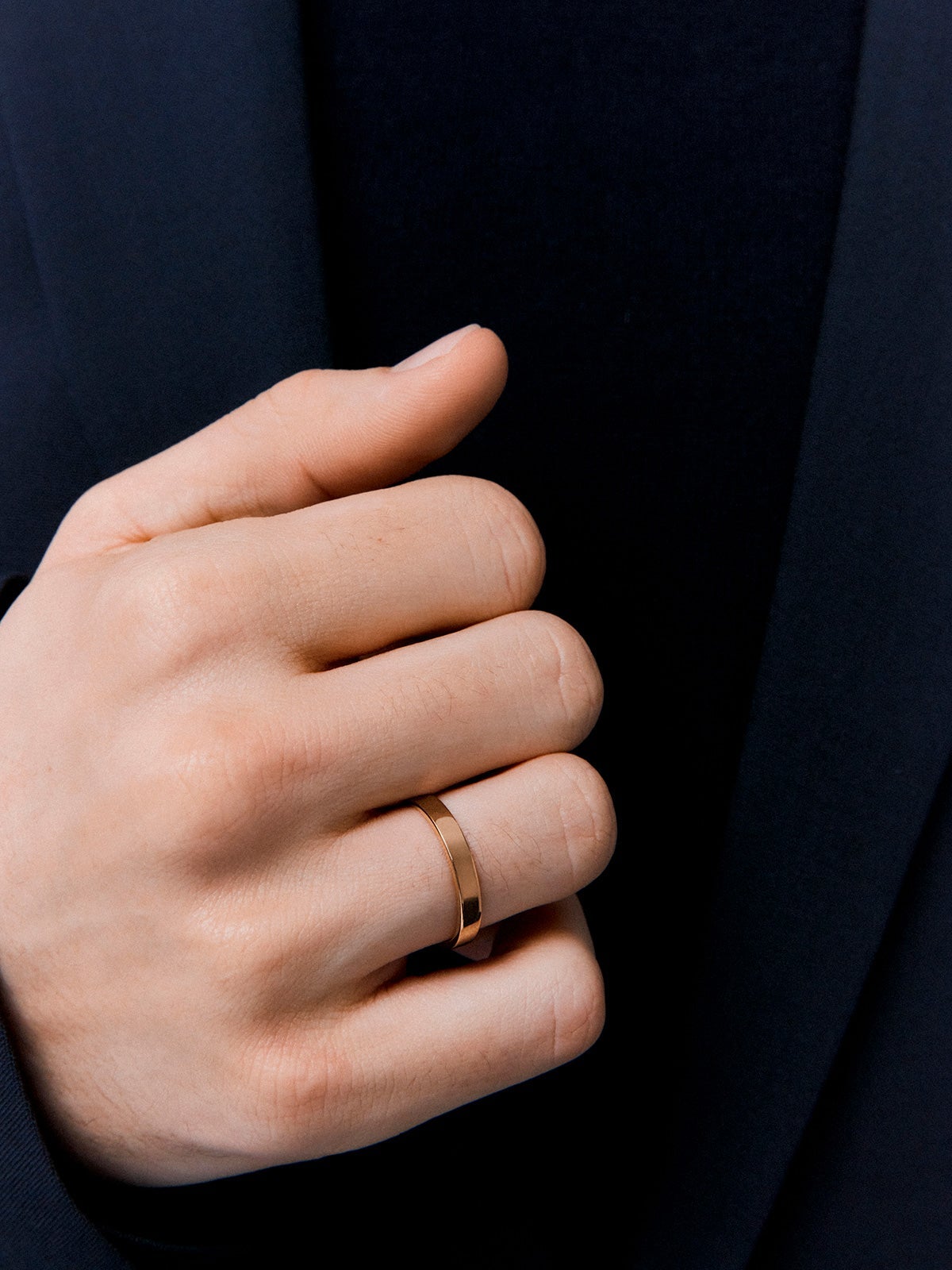 Alianza de boda de oro rosa de 18K