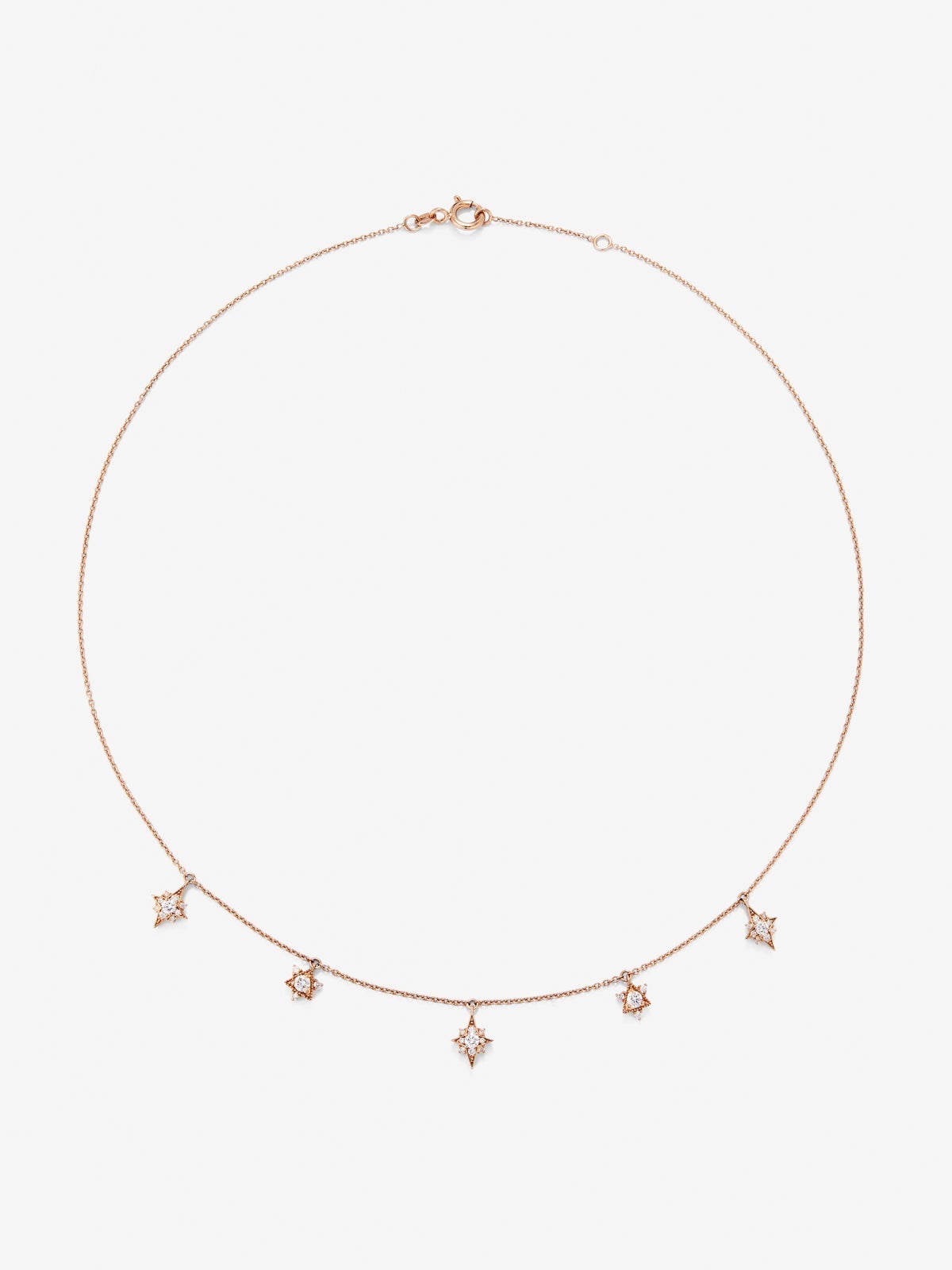 Collar gargantilla con estrellas de oro rosa de 18K con diamantes