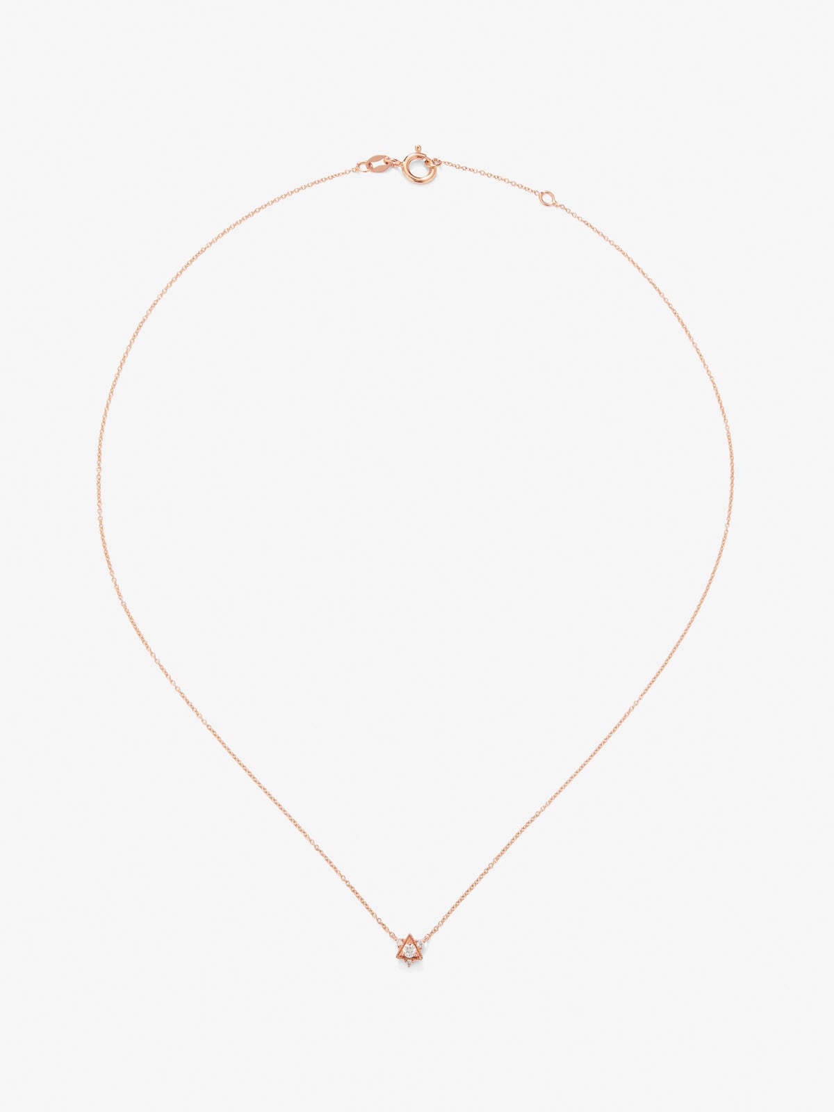 Collar de oro rosa de 18K con 4 diamantes en talla brillante con un total de 0,1 cts
