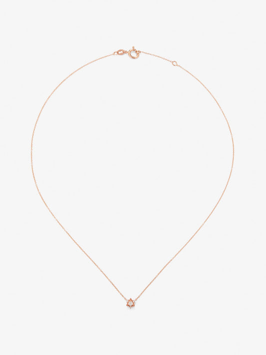 Collar de oro rosa de 18K con 4 diamantes en talla brillante con un total de 0,1 cts
