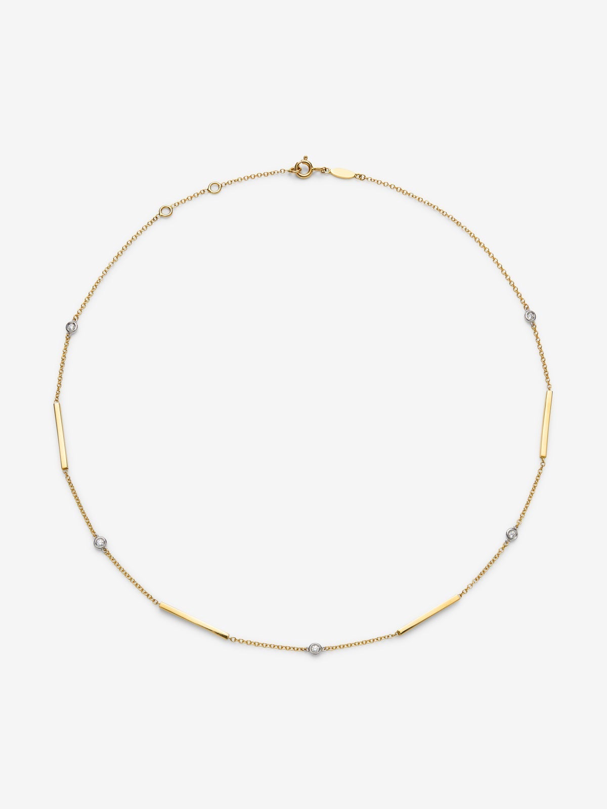 Colgante con barras de oro amarillo de 18K y diamantes en talla brillante con un total de 0,17 cts