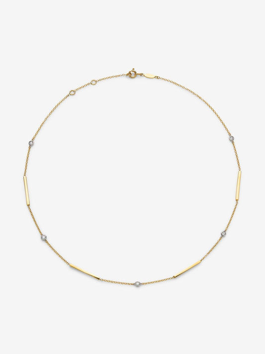 Colgante con barras de oro amarillo de 18K y diamantes en talla brillante con un total de 0,17 cts