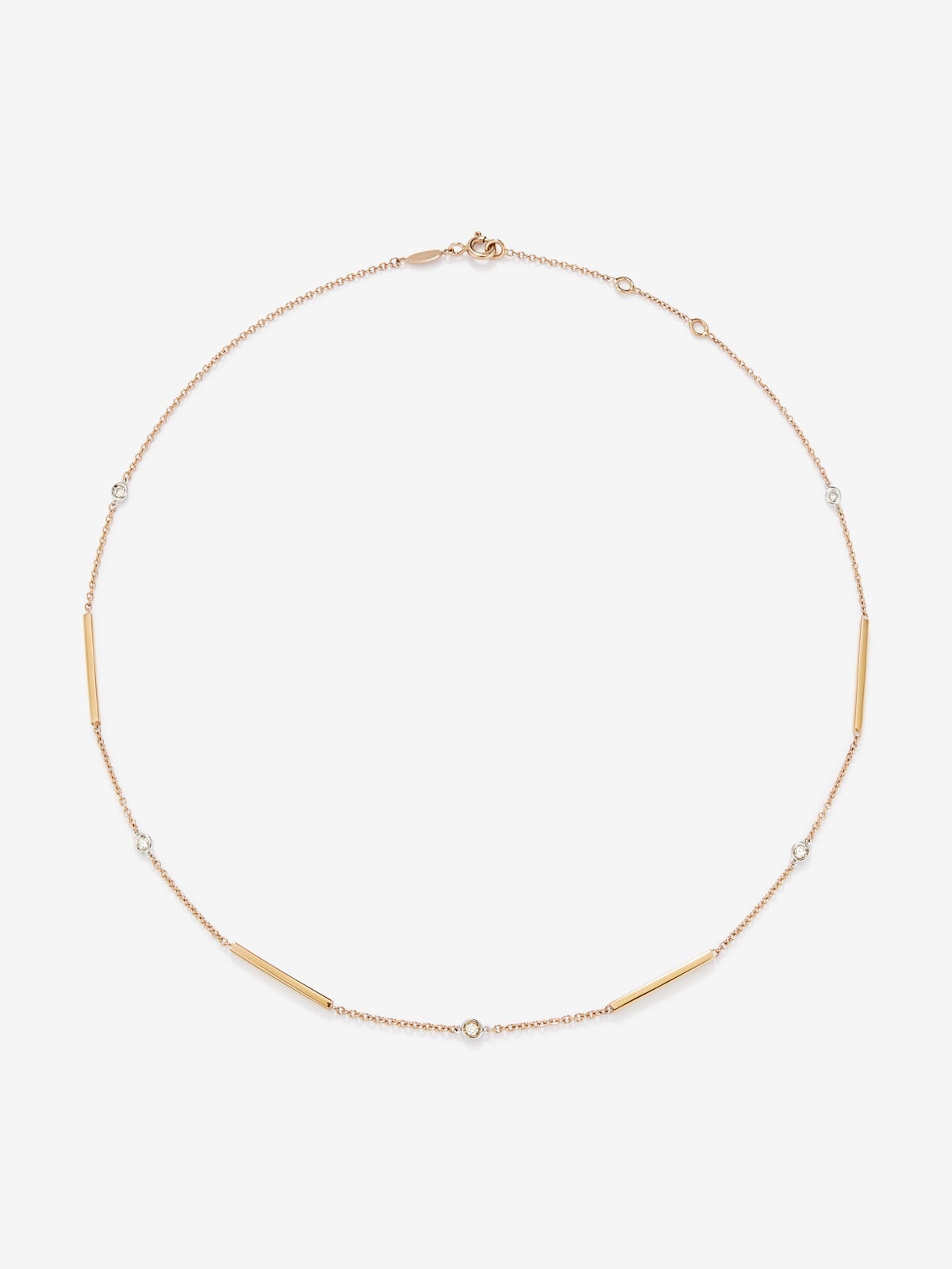 Collar gargantilla con barras de oro rosa de 18K y diamantes