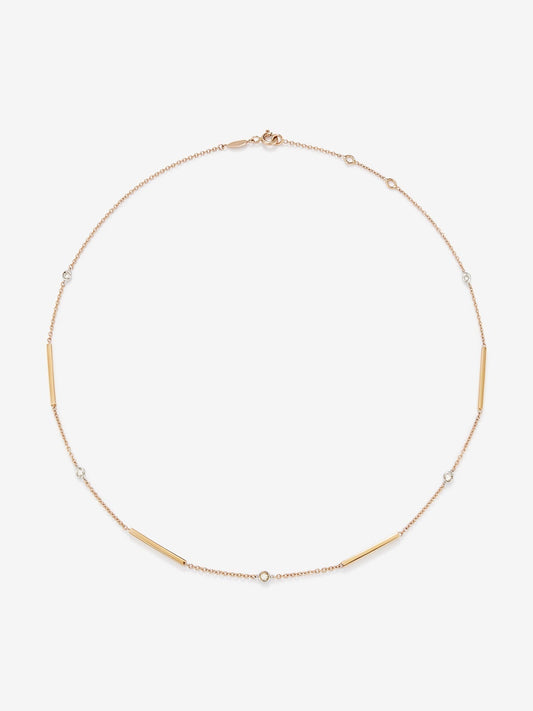 Collar gargantilla con barras de oro rosa de 18K y diamantes