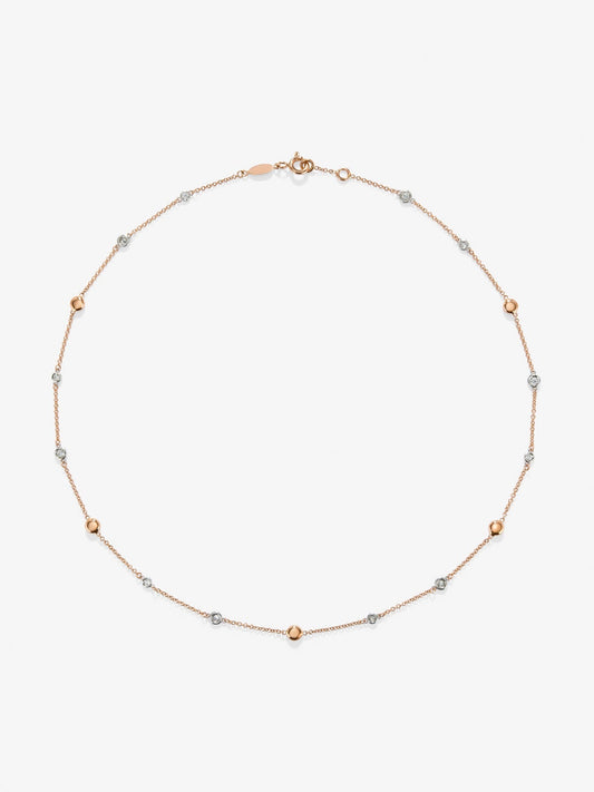 Collar de oro rosa de 18K con 12 diamantes en talla brillante con un total de 0,38 cts