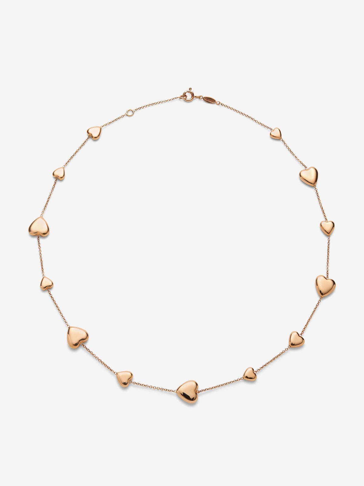 Collar de oro rosa de 18K con corazones