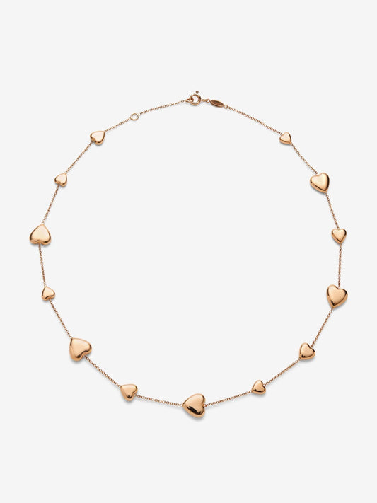 Collar de oro rosa de 18K con corazones