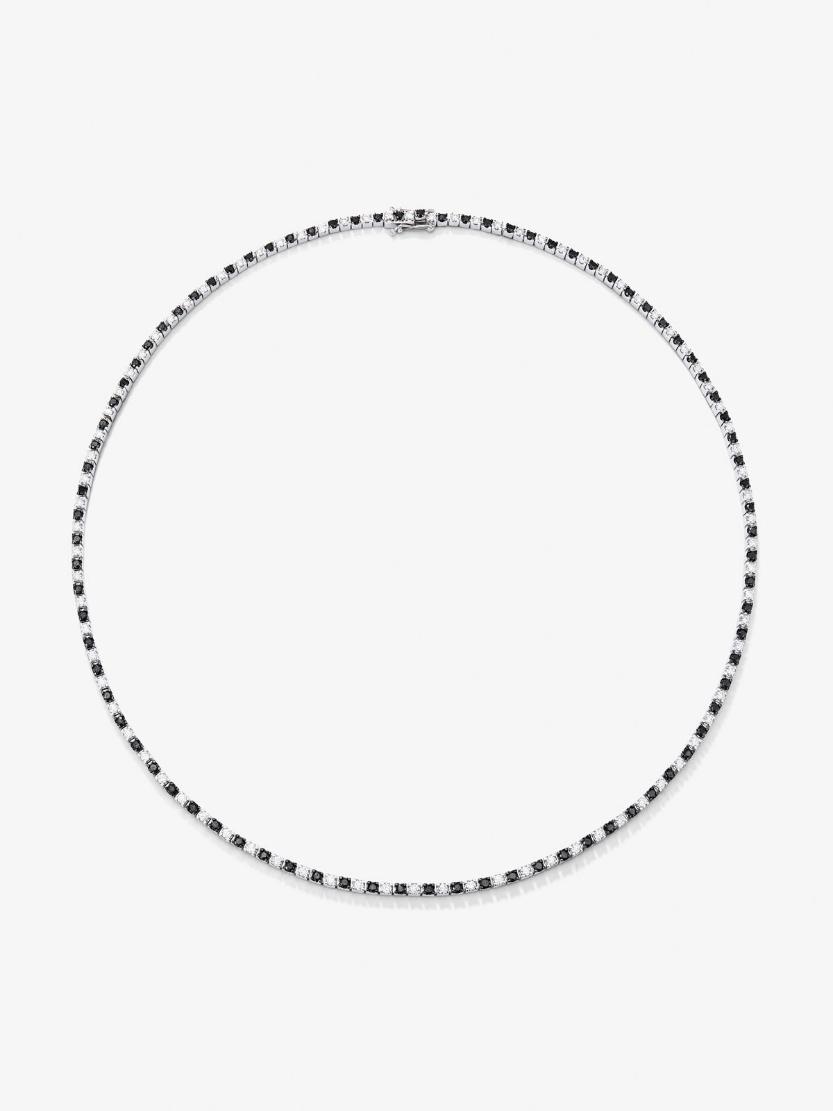 Collar rivière de oro blanco de 18K con diamantes blancos y diamantes negros