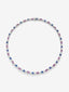 Collar rivière de oro blanco de 18K con zafiros azules en talla octogonal de 7,54 cts, zafiros rosas en talla oval de 14,88 cts y diamantes blancos en talla princesa de 6,16 cts