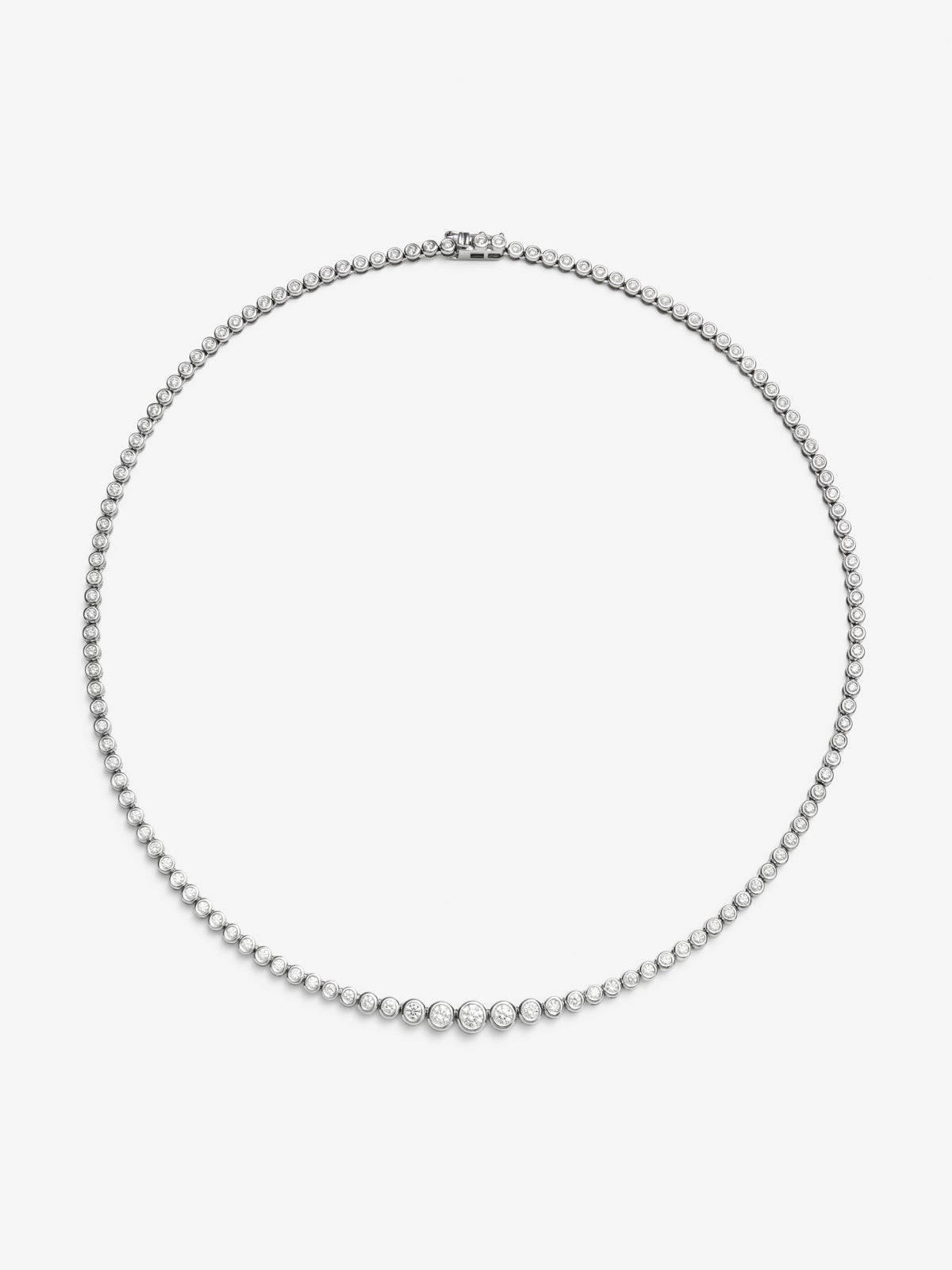 Collar rivière de oro blanco de 18K con 128 diamantes en talla brillante con un total de 3,2 cts