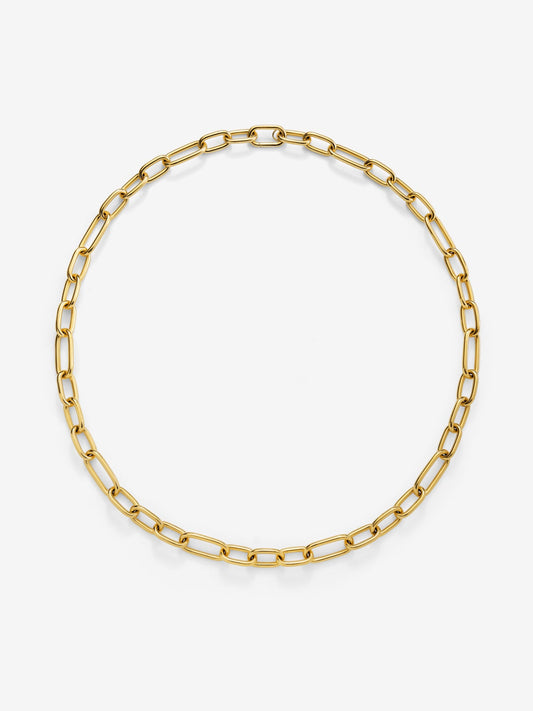 Collar largo de eslabones grandes de oro amarillo de 18K