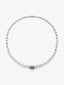 Collar de oro blanco de 18K con zafiros rosas en talla oval y brillante de 15,02 cts y diamantes blancos en talla brillante de 1,52 cts