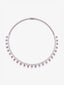 Collar rivière de oro blanco de 18K con 71 zafiros rosas en talla pera y talla brillante de 26,89 cts y 103 diamantes en talla brillante con un total de 3,85 cts